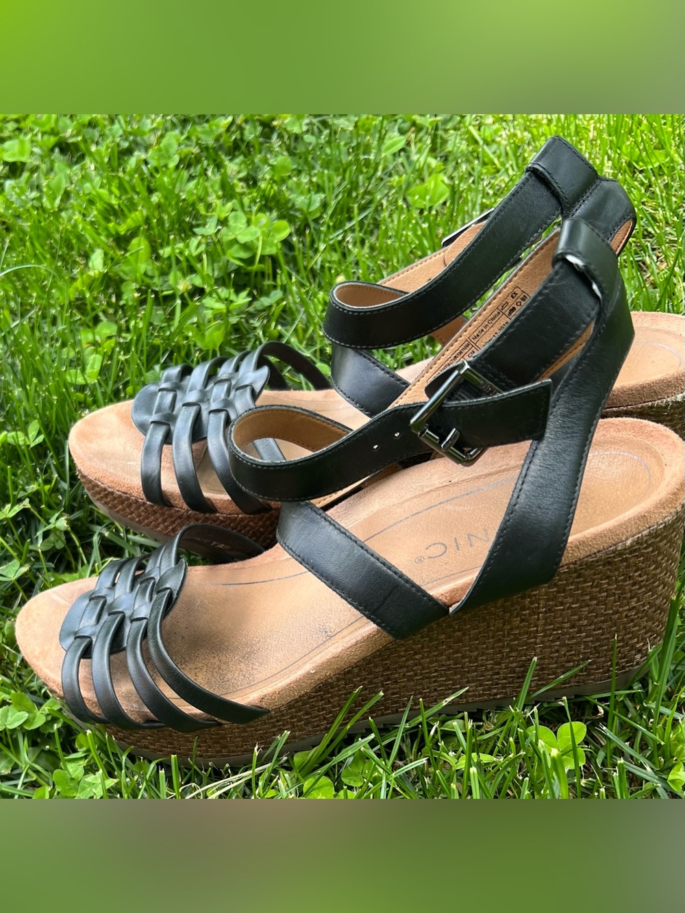 Vionic Clarisa Raffia Black Wedge Sandals Women's Size US 9.5 - Picture 3 of 15